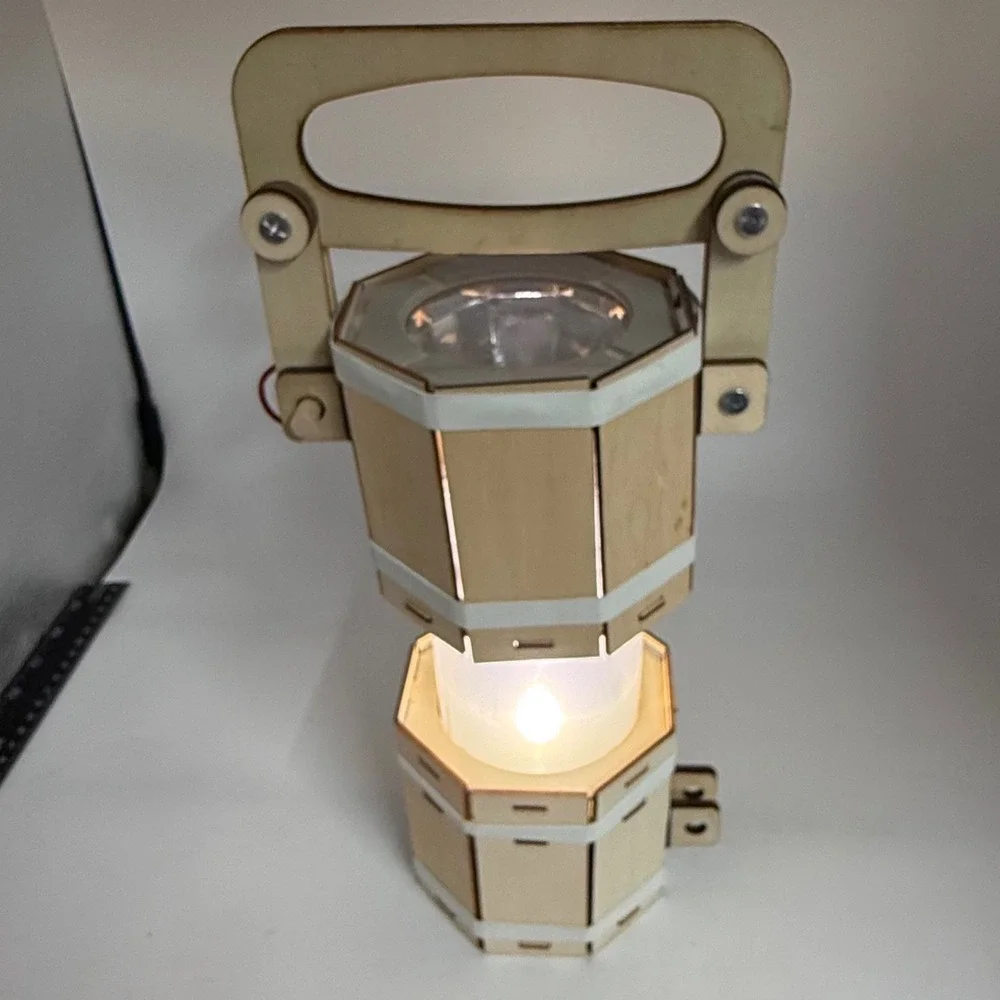 Unique Wood Hexagon Lantern LED‎ Light Decorative Table Lamp convertible fun